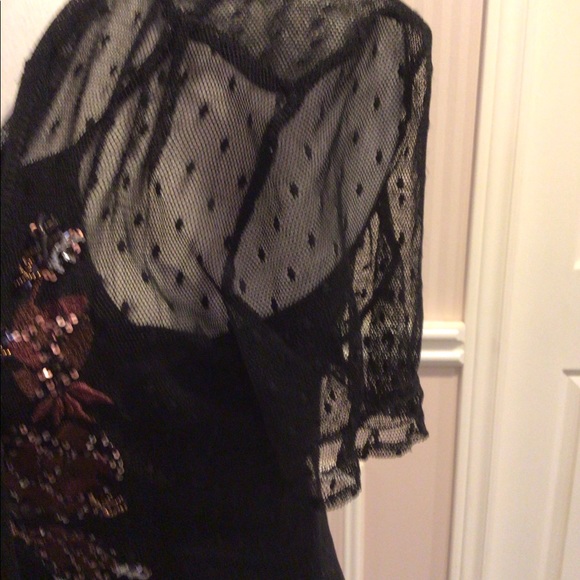 💕💕2X HOST PICK💕💕NWT Black lace with sequins blouse - Picture 5 of 8